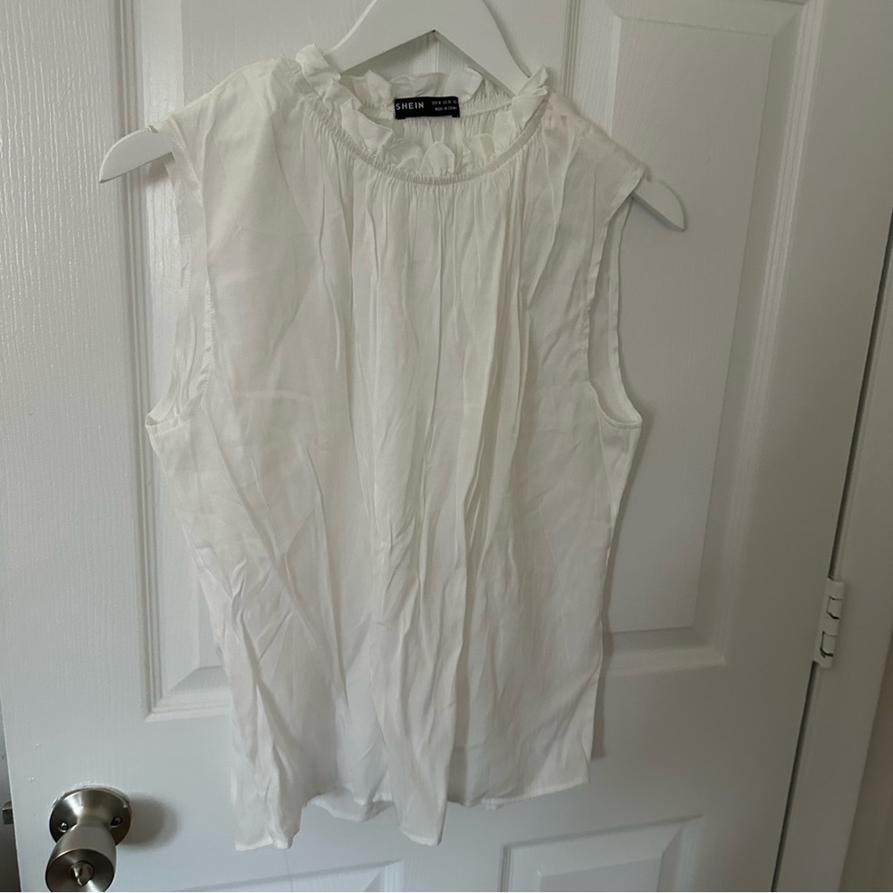 White Blouse with Ruffle Collar